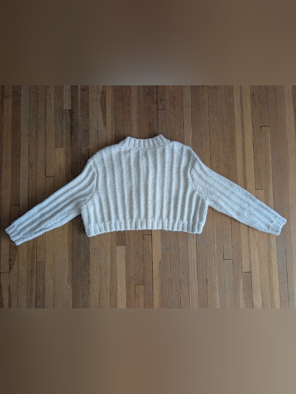 OZMA Cream Cropped Button-Up Knit Sweater - Picture 3 of 7